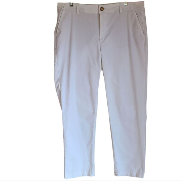loft monroe slim chino soft cotton twill pants white size 12 - Picture 1 of 7